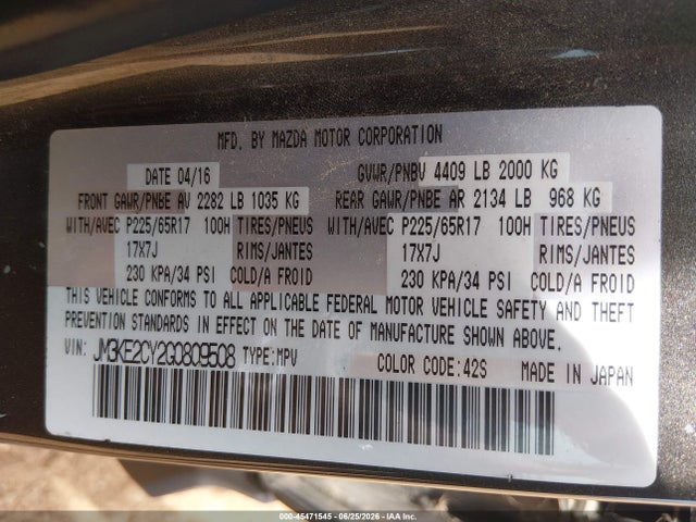 Mazda Cx-5 Touring 2016 JM3KE2CY2G0809508 Image 9