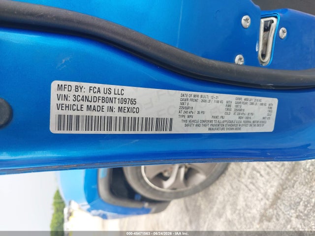 Продаж на аукціоні авто 2022 Jeep Compass Latitude Lux 4x4, vin: 3C4NJDFB0NT109765, номер лоту: 45471563