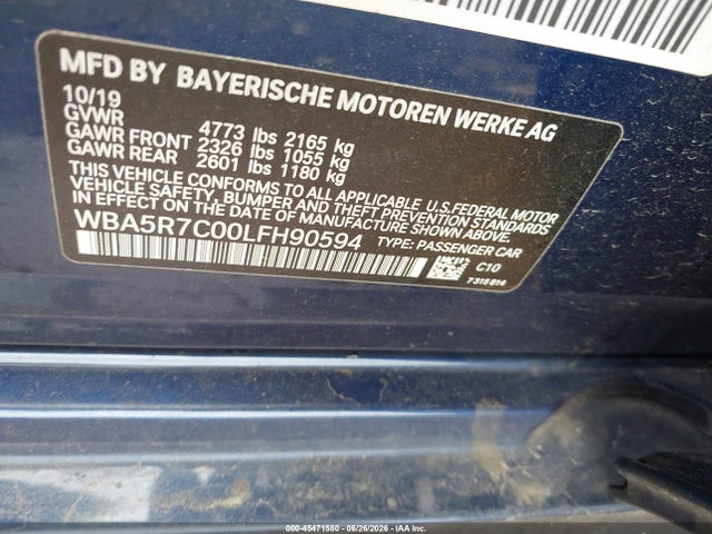Продаж на аукціоні авто 2020 Bmw 330i Xdrive, vin: WBA5R7C00LFH90594, номер лоту: 45471580