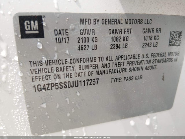 Продажа на аукционе авто 2018 Buick Lacrosse Essence, vin: 1G4ZP5SS0JU117257, номер лота: 45471614
