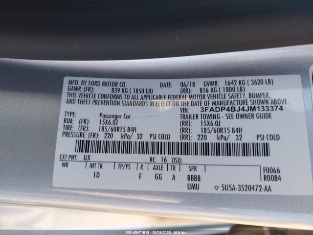 Ford FIESTA SE 2018 3FADP4BJ4JM133374 Image 9