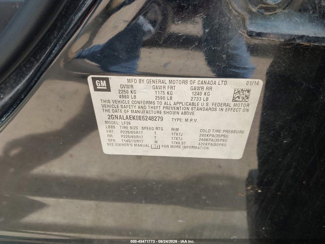 Chevrolet EQUINOX LS 2014 2GNALAEK0E6248279 Image 9
