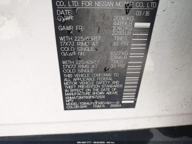Nissan ROGUE S 2016 KNMAT2MT6GP672531 Image 9