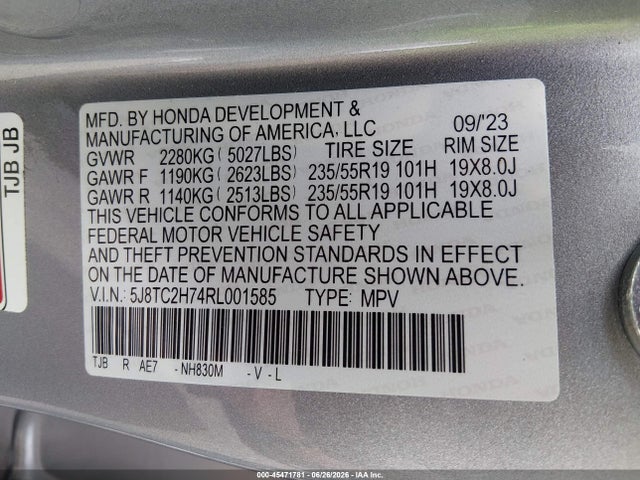 Продажа на аукционе авто 2024 Acura Rdx Advance Package, vin: 5J8TC2H74RL001585, номер лота: 45471781