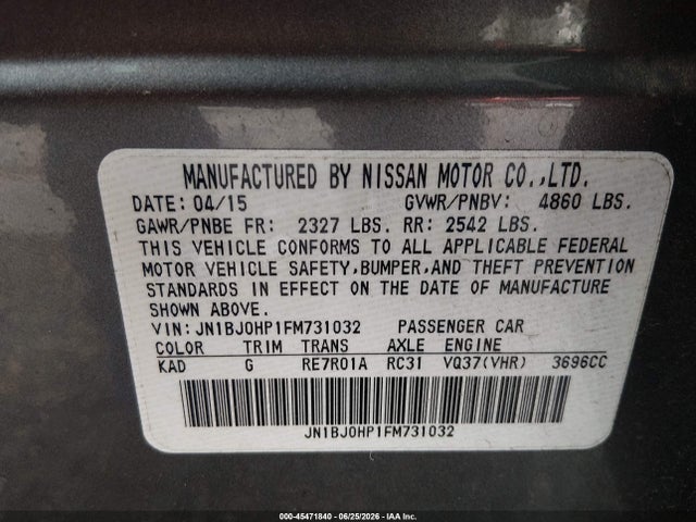 Продаж на аукціоні авто 2015 Infiniti Qx50 Journey, vin: JN1BJ0HP1FM731032, номер лоту: 45471840