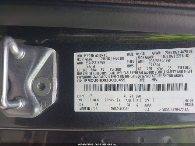 Ford ESCAPE SEL 2018 1FMCU0HD9JUC26455 Image 9