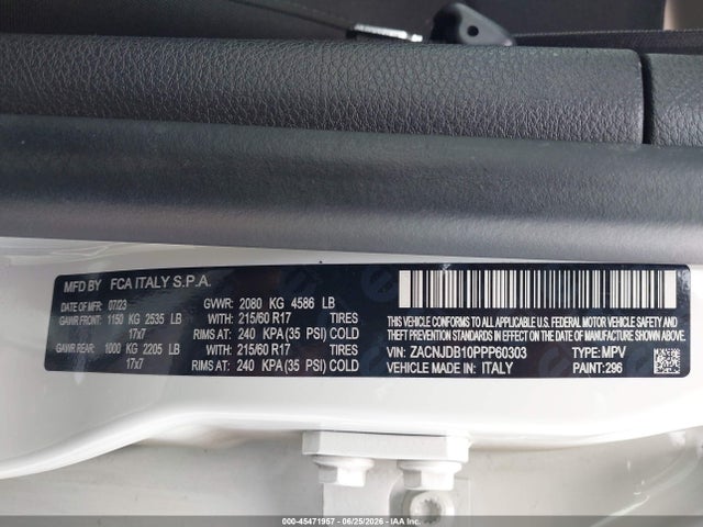 Продаж на аукціоні авто 2023 Jeep Renegade Latitude 4x4, vin: ZACNJDB10PPP60303, номер лоту: 45471957