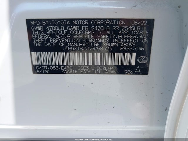 JTHGZ1B22N5058323 Lexus Is 350 F Sport