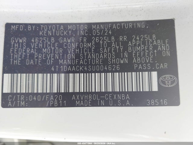 Toyota CAMRY LE 2025 4T1DAACK4SU004626 Image 9