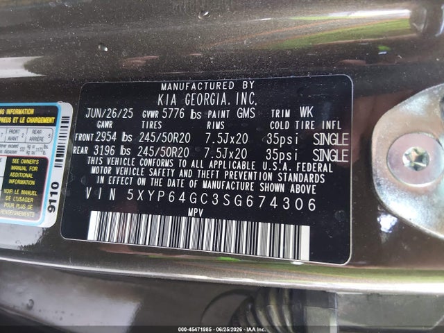 KIA Telluride S 2025 5XYP64GC3SG674306 Image 9