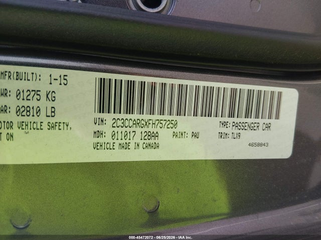 Aukcja sprzedaży 2015 Chrysler 300 Limited, vin: 2C3CCARGXFH757250, numer aukcji: 45472072