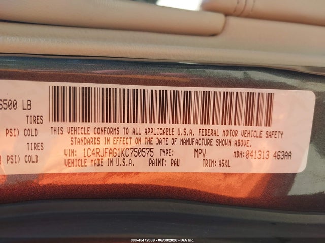 Продаж на аукціоні авто 2019 Jeep Grand Cherokee Laredo E 4x4, vin: 1C4RJFAG1KC750575, номер лоту: 45472089