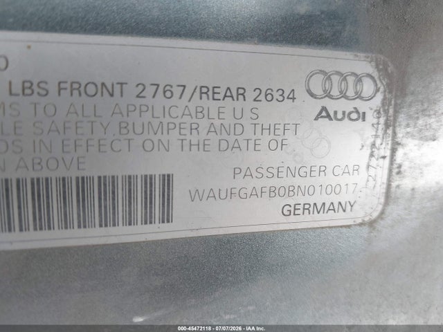 Aukcja sprzedaży 2011 Audi A6 3.0 Premium, vin: WAUFGAFB0BN010017, numer aukcji: 45472118