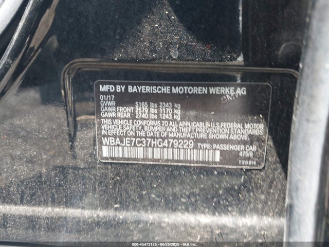 45472125 :رقم المزاد ، WBAJE7C37HG479229 vin ، 2017 Bmw 540i Xdrive مزاد بيع