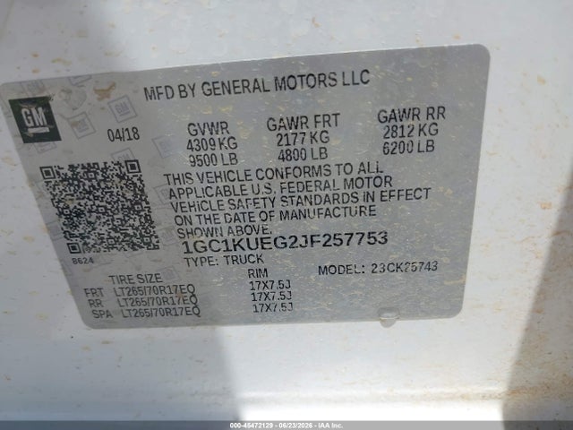 1GC1KUEG2JF257753 Chevrolet Silverado 2500hd Work Truck