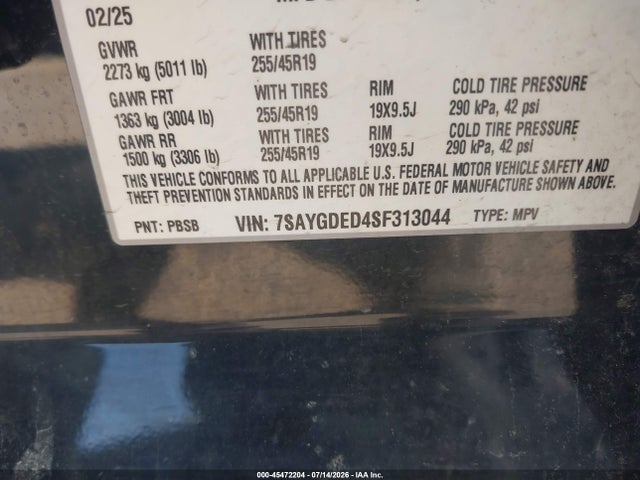 2025 Tesla Model Y Long Range Dual Motor Rear-wheel Drive მანქანა იყიდება აუქციონზე, vin: 7SAYGDED4SF313044, აუქციონის ნომერი: 45472204