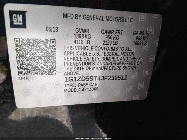 Chevrolet MALIBU LT 2018 1G1ZD5ST4JF239512 Image 9