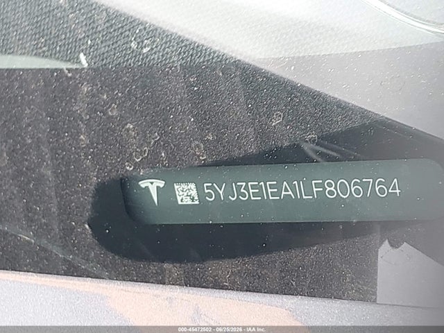 45472502 :رقم المزاد ، 5YJ3E1EA1LF806764 vin ، 2020 Tesla Model 3 Standard Range Plus Rear-wheel Drive/standard Range Rear-wheel Drive مزاد بيع