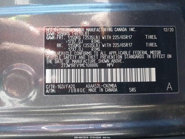 Toyota Rav4 Xle 2021 2T3W1RFV1MC108886 Image 9