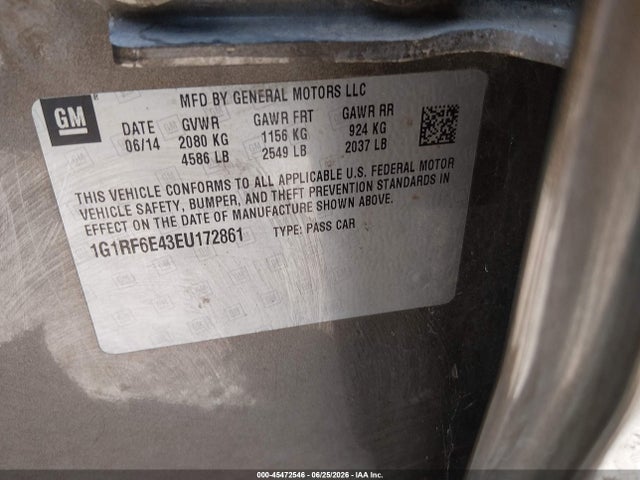 1G1RF6E43EU172861 Chevrolet Volt