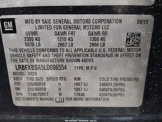 LRBFXBSA5LD086554 Buick Envision Fwd Preferred