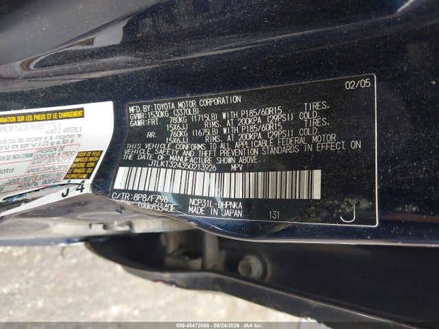45472568 :رقم المزاد ، JTLKT324350213926 vin ، 2005 Scion Xb مزاد بيع