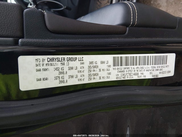 Продажа на аукционе авто 2014 Jeep Grand Cherokee Overland, vin: 1C4RJFCT9EC146688, номер лота: 45472573