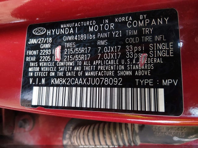 Hyundai Kona Sel 2018 KM8K2CAAXJU078092 Image 9
