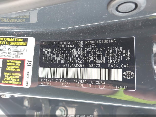 Toyota CAMRY LE 2025 4T1DAACK6SU158173 Image 9