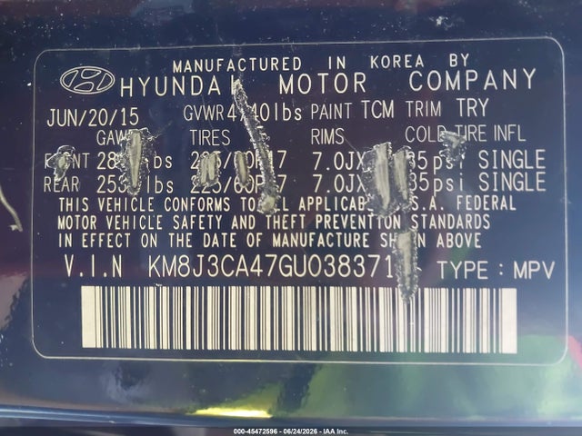 Продаж на аукціоні авто 2016 Hyundai Tucson Se, vin: KM8J3CA47GU038371, номер лоту: 45472596