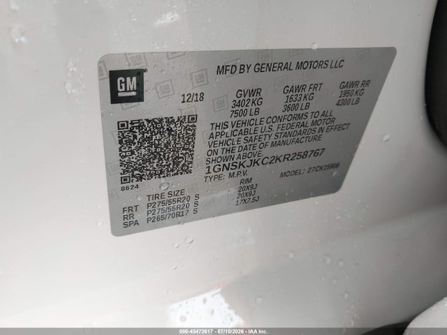1GNSKJKC2KR258767 Chevrolet Suburban Premier