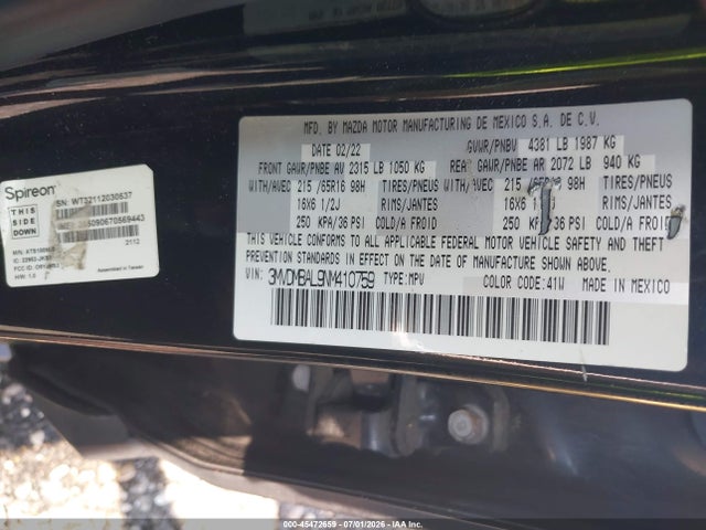 Aukcja sprzedaży 2022 Mazda Cx-30 2.5 S, vin: 3MVDMBAL9NM410759, numer aukcji: 45472659