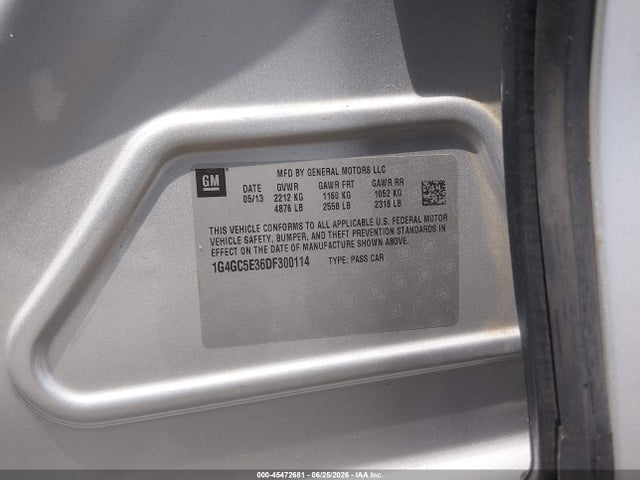 Продаж на аукціоні авто 2013 Buick Lacrosse Leather Group, vin: 1G4GC5E36DF300114, номер лоту: 45472681