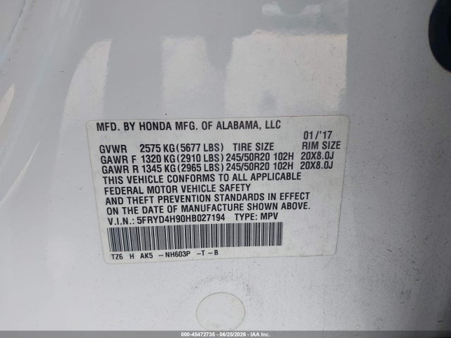 Aukcja sprzedaży 2017 Acura Mdx Advance   Entertainment Pkgs, vin: 5FRYD4H90HB027194, numer aukcji: 45472735