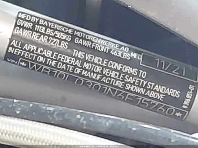 Продаж на аукціоні авто 2022 Bmw R 1250 Rt, vin: WB10L0301N6F15760, номер лоту: 45472737