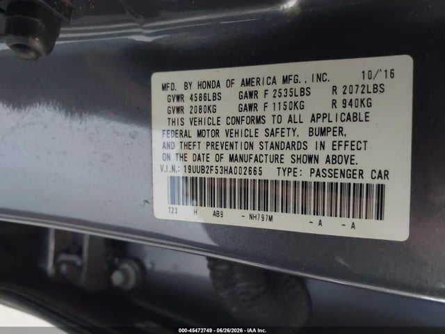 Aukcja sprzedaży 2017 Acura Tlx Technology Package, vin: 19UUB2F53HA002665, numer aukcji: 45472749