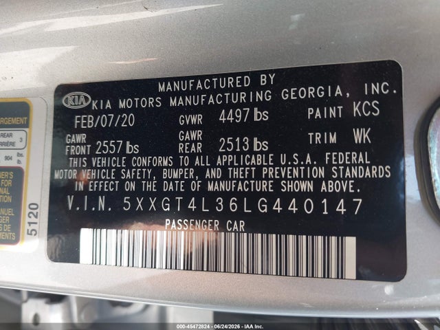 KIA Optima Lx 2020 5XXGT4L36LG440147 Image 9