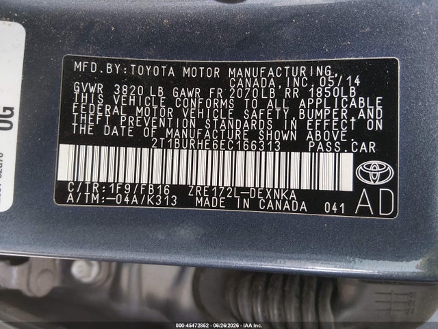 Toyota Corolla Le Plus 2014 2T1BURHE6EC166313 Image 9