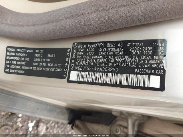Продаж на аукціоні авто 1997 Mercedes-benz E 320, vin: WDBJF55F4VA308950, номер лоту: 45472889