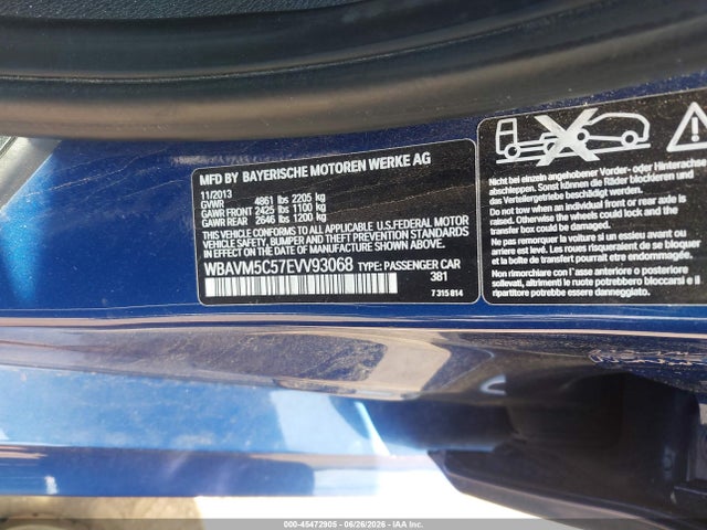 2014 Bmw X1 Xdrive35i მანქანა იყიდება აუქციონზე, vin: WBAVM5C57EVV93068, აუქციონის ნომერი: 45472905