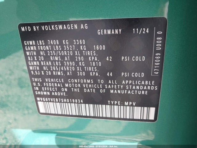 WVG6YVEB7SH019834 Volkswagen Id. Buzz 1st Edition With 4motion