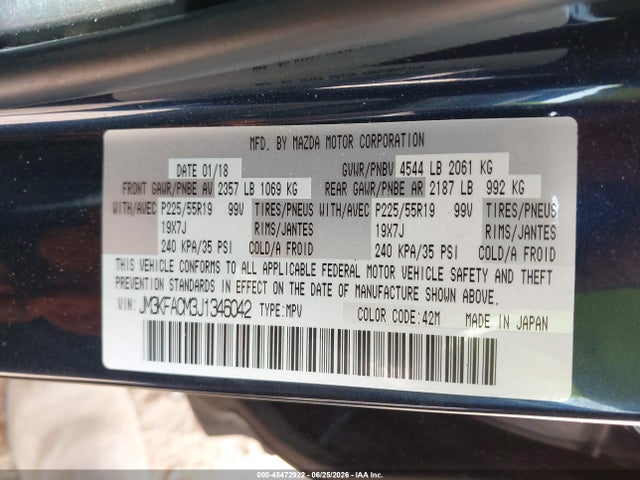 Продажа на аукционе авто 2018 Mazda Cx-5 Touring, vin: JM3KFACM3J1346042, номер лота: 45472922