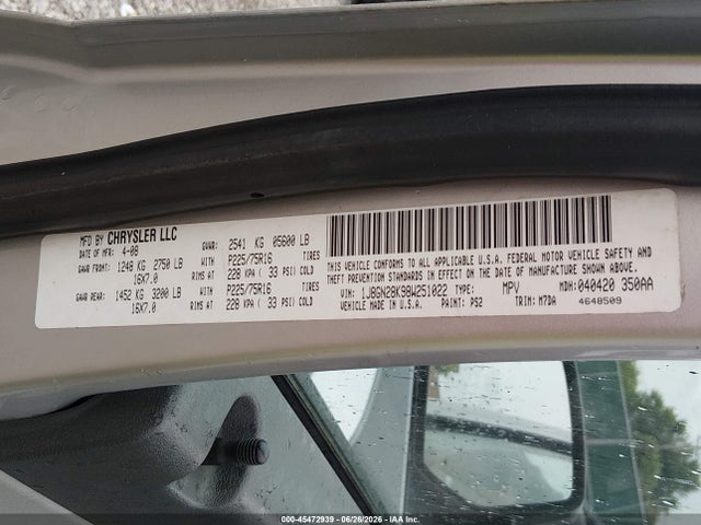 2008 Jeep Liberty Sport მანქანა იყიდება აუქციონზე, vin: 1J8GN28K98W251022, აუქციონის ნომერი: 45472939