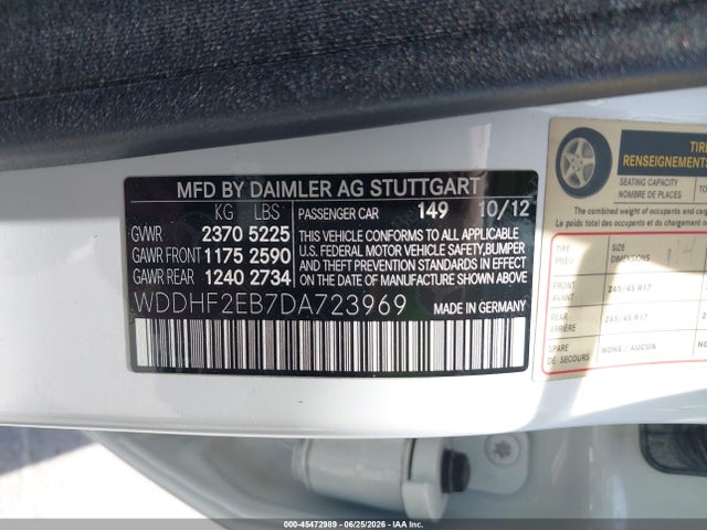 Продажа на аукционе авто 2013 Mercedes-benz E 350 Bluetec, vin: WDDHF2EB7DA723969, номер лота: 45472989