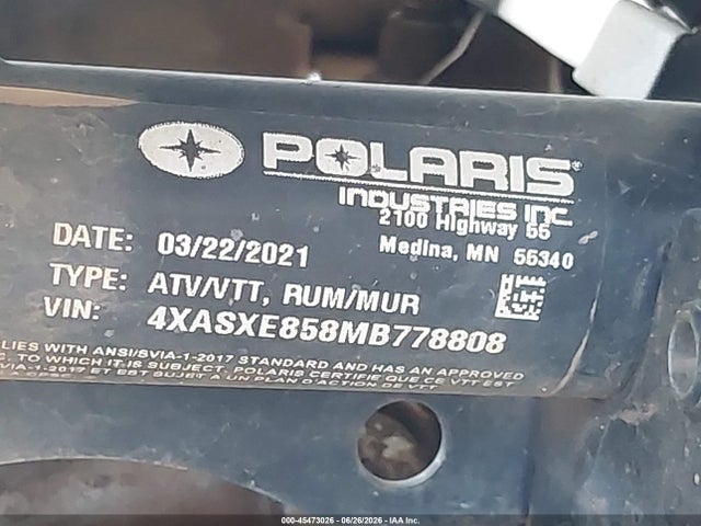 Продажа на аукционе авто 2021 Polaris Sportsman 850 Premium, vin: 4XASXE858MB778808, номер лота: 45473026