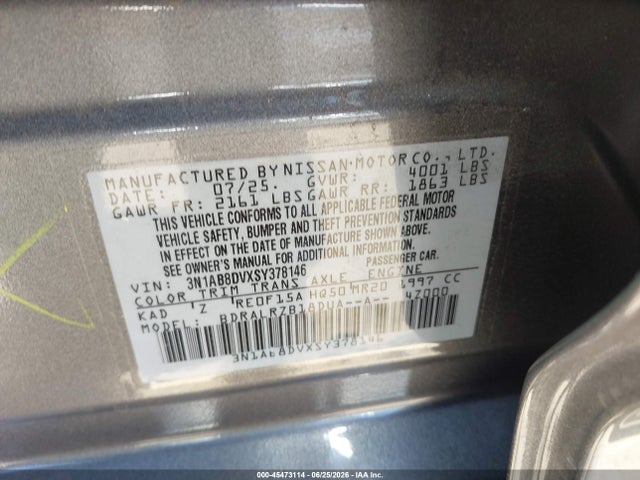 Nissan SENTRA SR 2025 3N1AB8DVXSY378146 Image 9