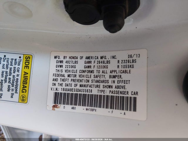 45473133 :رقم المزاد ، 19UUA9E55DA005638 vin ، 2013 Acura Tl 3.7 مزاد بيع
