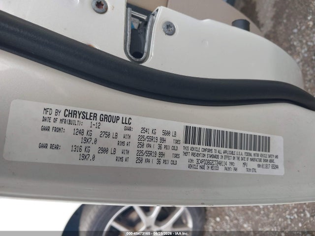 45473165 :رقم المزاد ، 3C4PDDBG2CT240114 vin ، 2012 Dodge Journey Sxt مزاد بيع