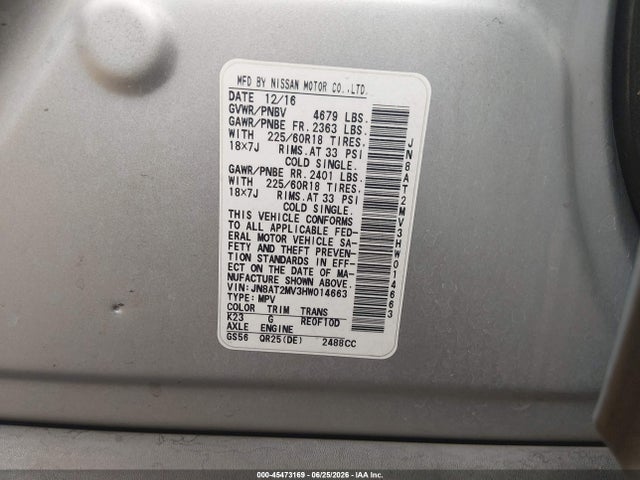 Nissan Rogue Sl 2017 JN8AT2MV3HW014663 Image 9