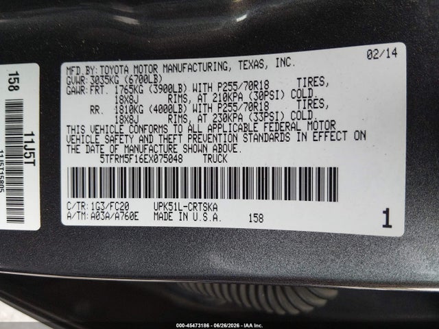5TFRM5F16EX075048 Toyota Tundra Sr5 4.6l V8